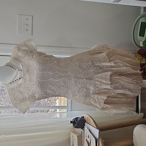 Wedding Dress Elegant Lace with Ruffle Hem